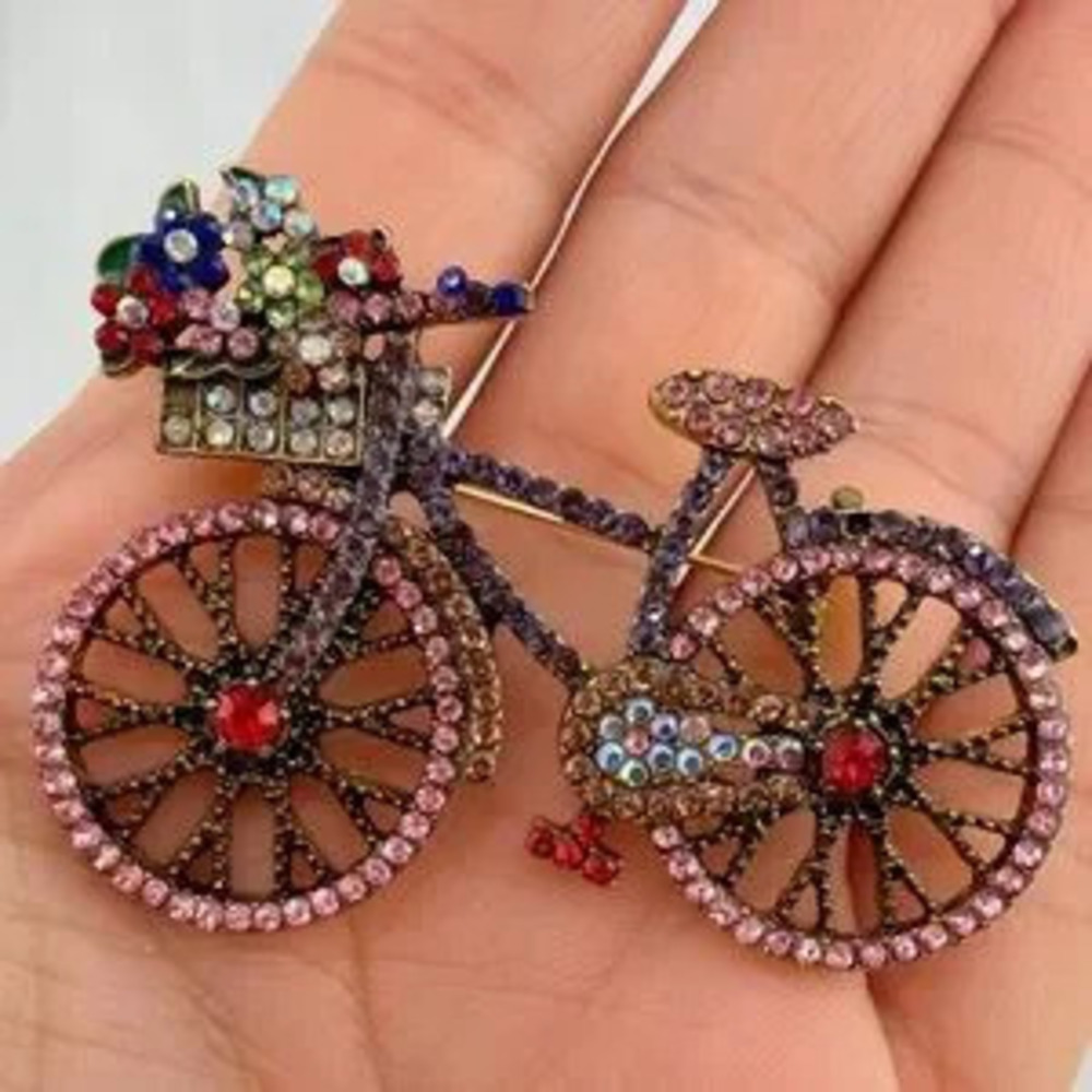 Unique Anthropologie Multicolor Bicycle Brooch